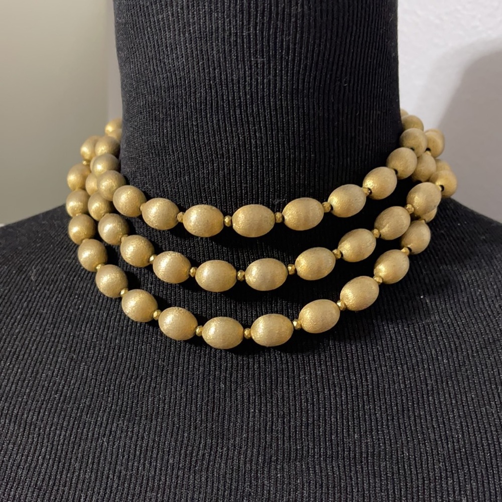 Vintage Trifari Frosted Gold Necklace Excellent!